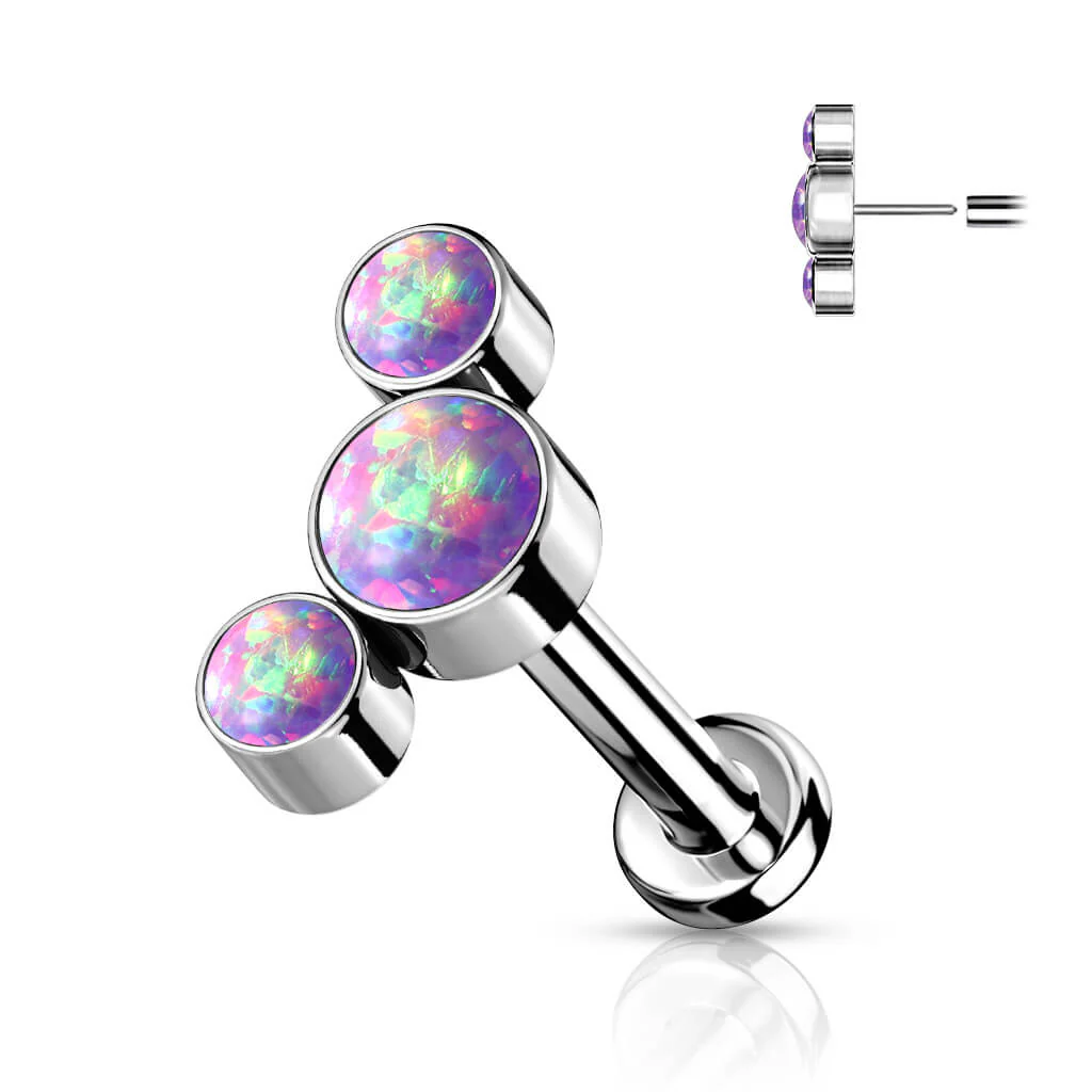 Tytan labret 3 opale srebrny push-in - Image 8