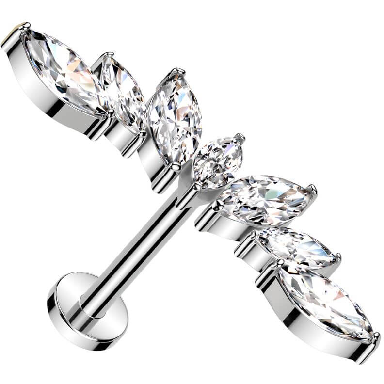 Tytan labret 7 cyrkonii szlif markizowy push-in