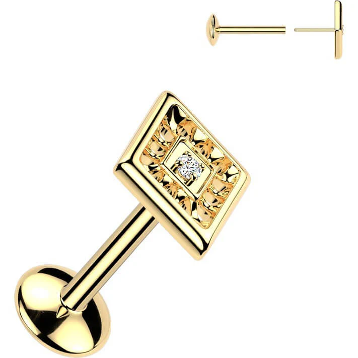Tytan labret cyrkonia w kształcie diamentu push-in - Image 2