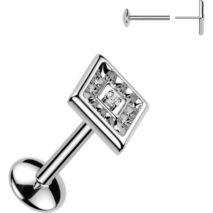 Tytan labret cyrkonia w kształcie diamentu push-in - Image 3