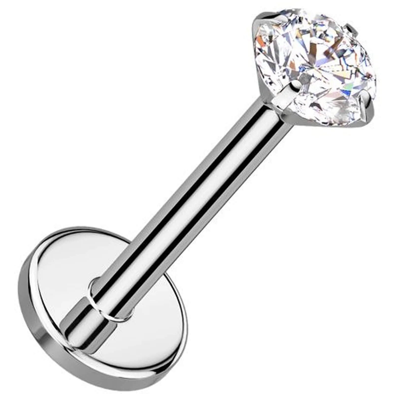 Tytan labret cyrkonia w łapkach podstawa 4mm push-in