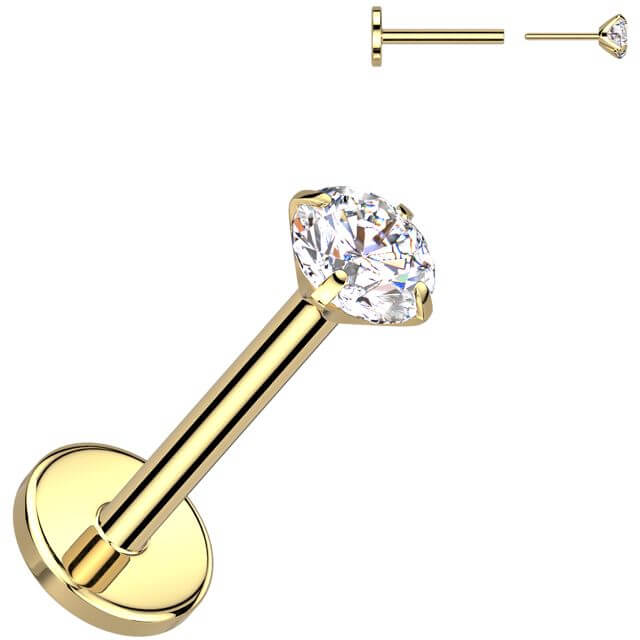 Tytan labret cyrkonia w łapkach podstawa 4mm push-in - Image 2
