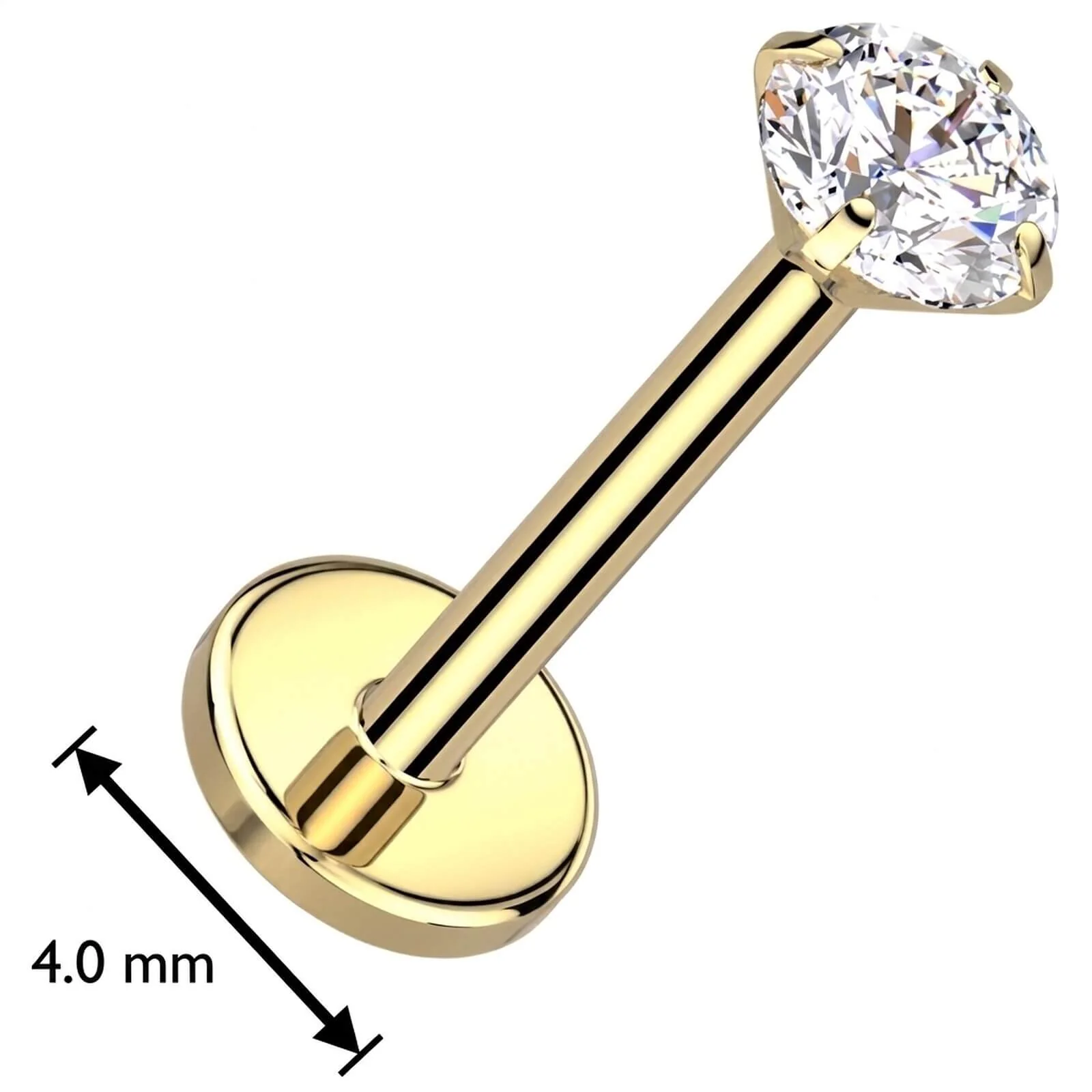 Tytan labret cyrkonia w łapkach podstawa 4mm push-in - Image 3