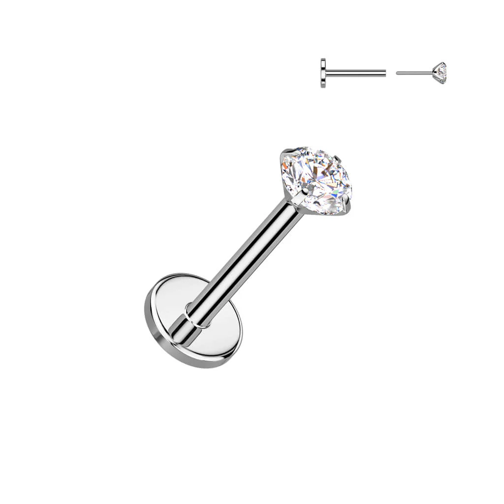 Tytan labret cyrkonia w łapkach podstawa 4mm push-in - Image 4