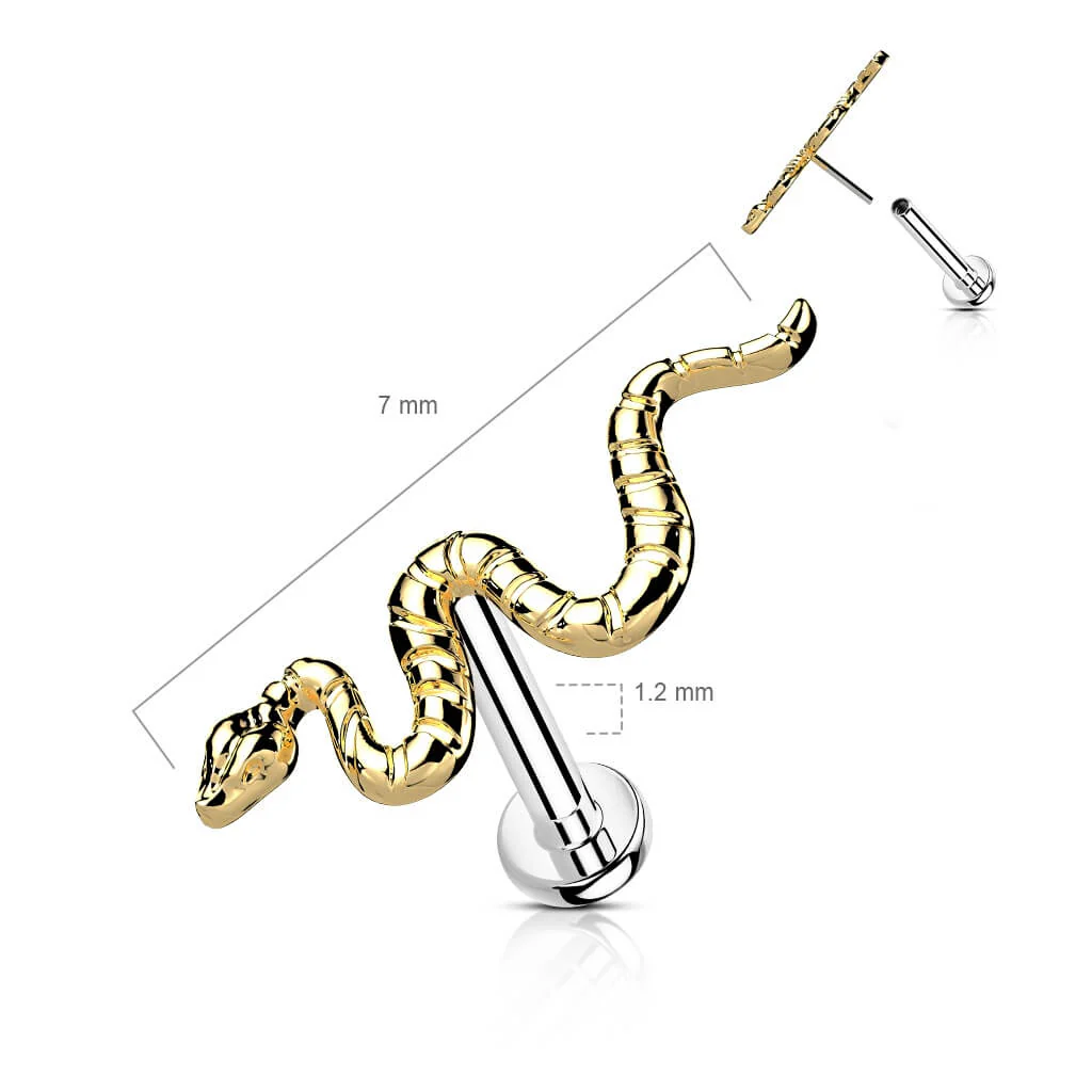 Tytan labret złoty wąż push-in - Image 7