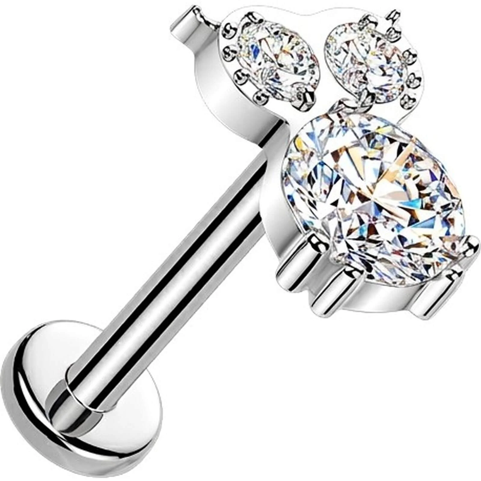 Tytan labret sowa z cyrkoniami push-in