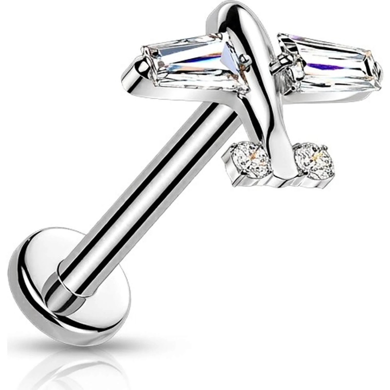 Tytan labret samolot z cyrkoniami push-in