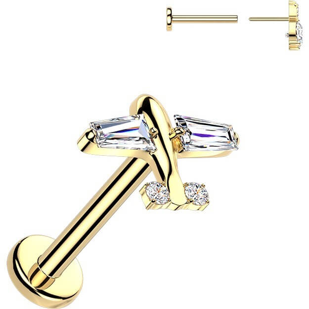 Tytan labret samolot z cyrkoniami push-in - Image 2