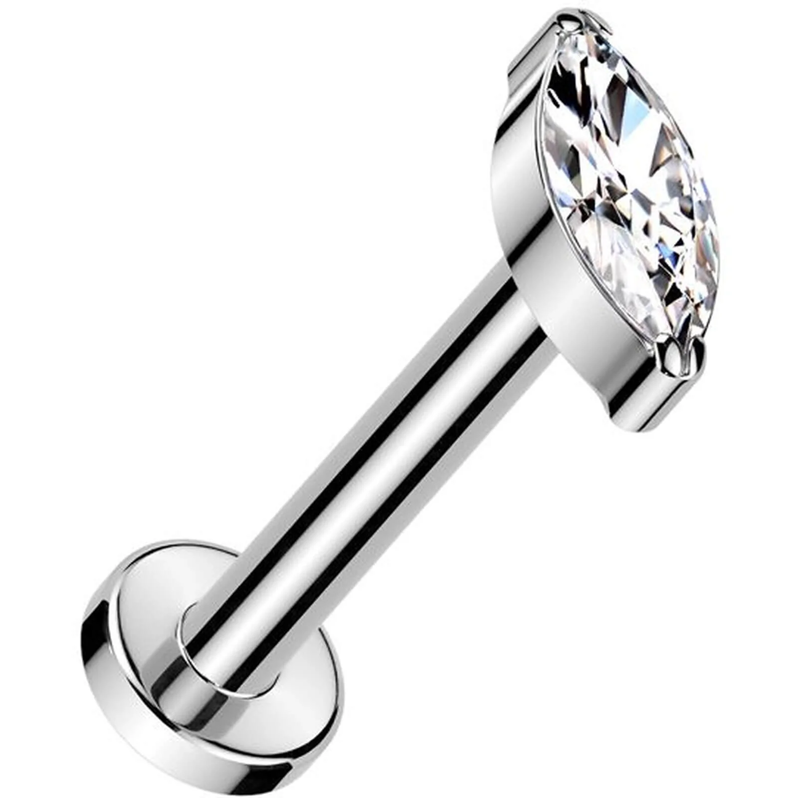 Tytan labret cyrkonia szlif markizowy push-in