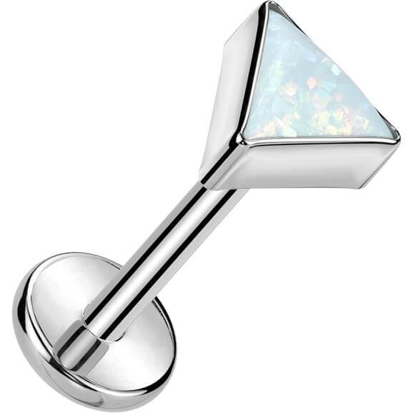 Tytan labret nakrętka trójkąt opal w oprawie bezel push-in - Image 6