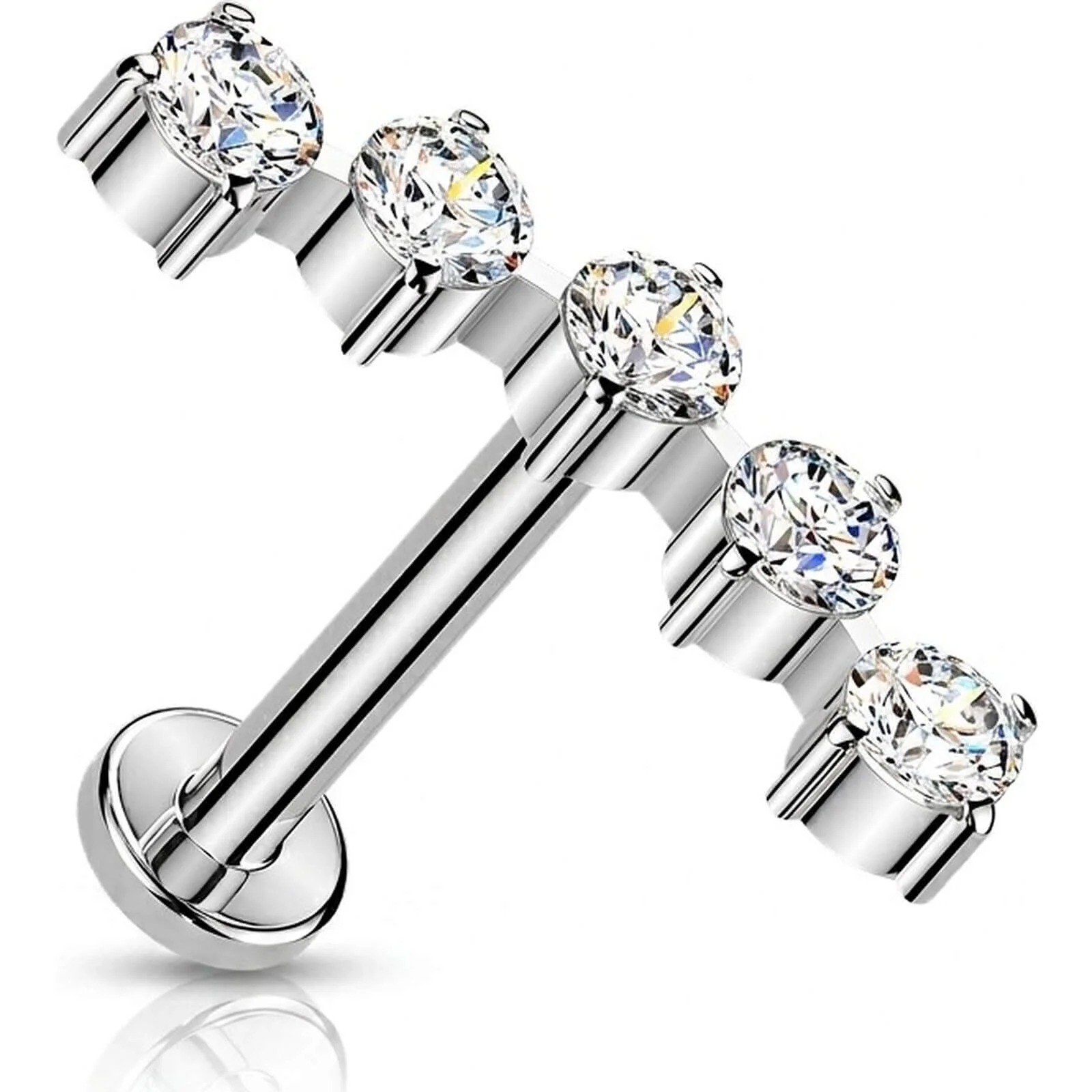 Tytan labret 5 okrągłych cyrkonii push-in