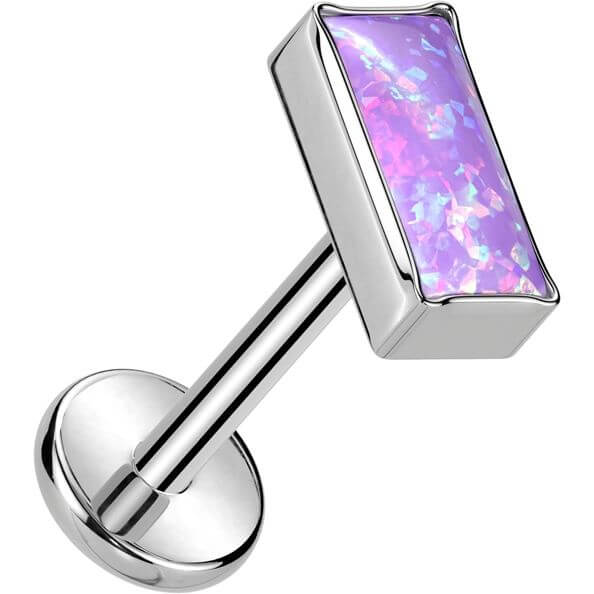 Tytan labret nakrętka prostokąt opal w oprawie bezel push-in - Image 4