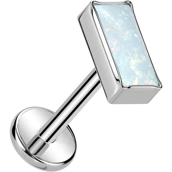 Tytan labret nakrętka prostokąt opal w oprawie bezel push-in - Image 6