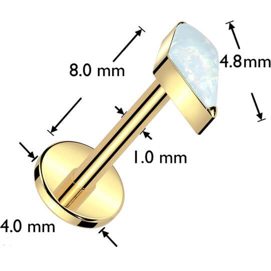 Tytan labret cyrkonia opal w kształcie diamentu push-in - Image 10