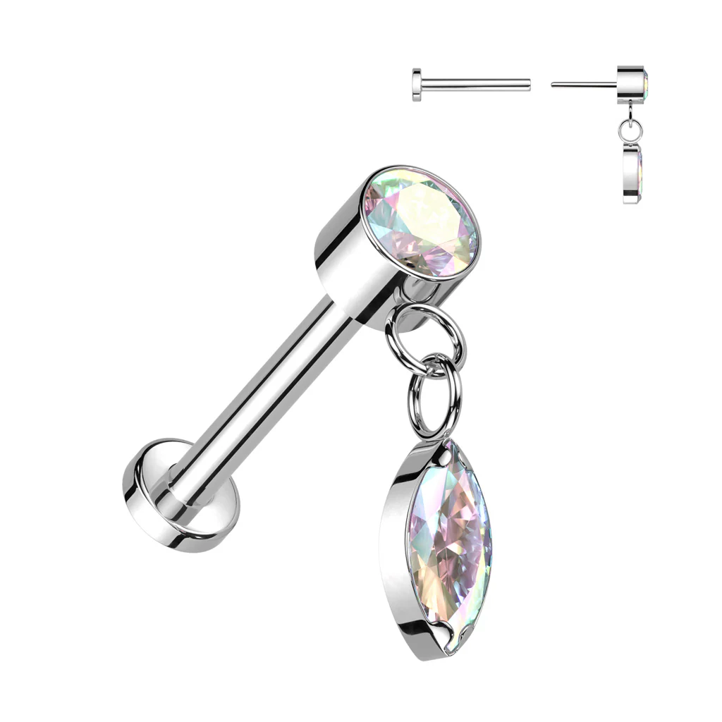 Tytan labret kropla zawieszka cyrkonia push-in - Image 2