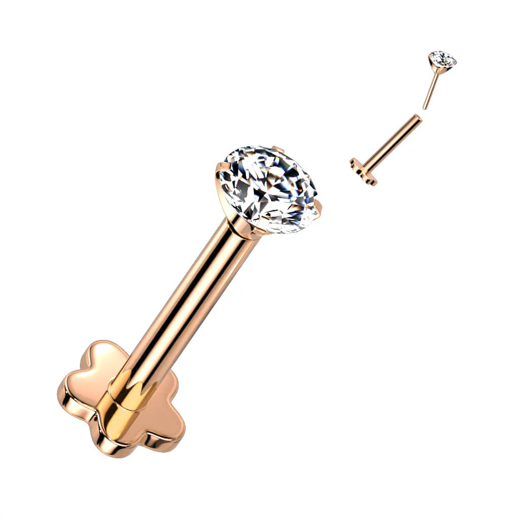 Tytan labret kwiatek cyrkonia podstawa w kształcie kwiatka push-in - Image 11