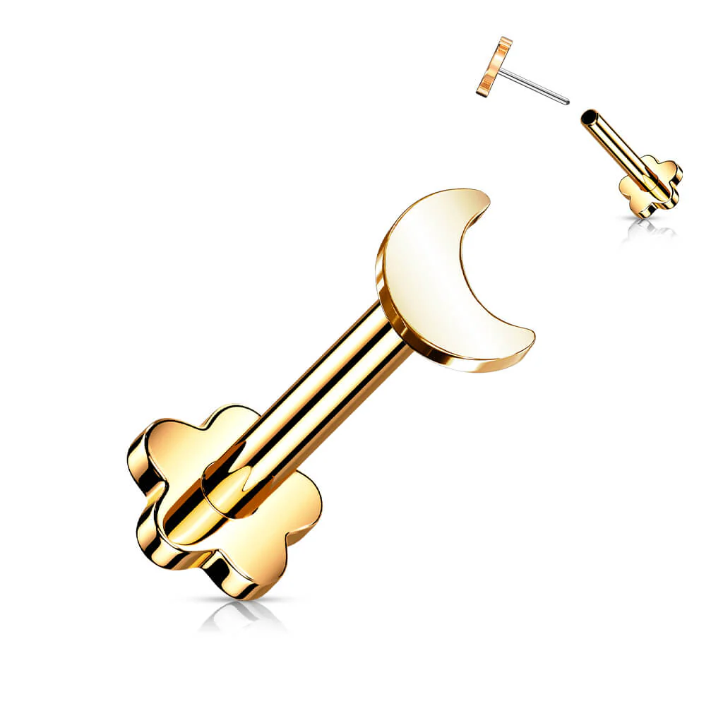 Tytan labret książyc podstawa w kształcie kwiatka push-in - Image 6