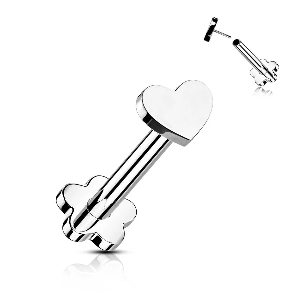 Tytan labret serduszko podstawa w kształcie kwiatka push-in - Image 7