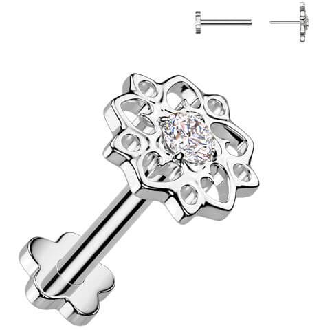 Tytan labret kwiatek cyrkonia podstawa kwiatek push-in - Image 2