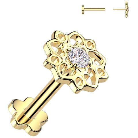 Tytan labret kwiatek cyrkonia podstawa kwiatek push-in - Image 3
