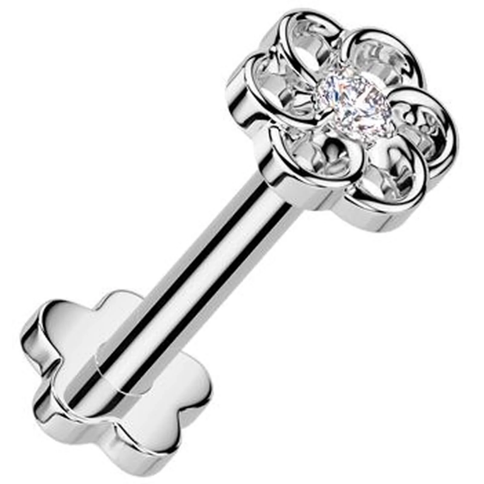 Tytan labret kwiatek cyrkonia podstawa kwiatek push-in