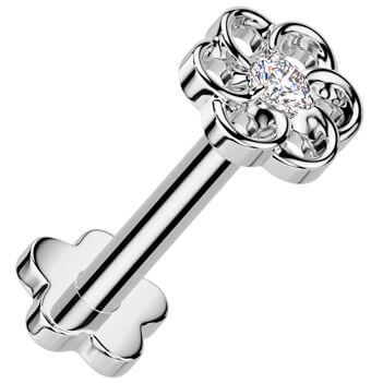 Tytan labret kwiatek cyrkonia podstawa kwiatek push-in - Image 2