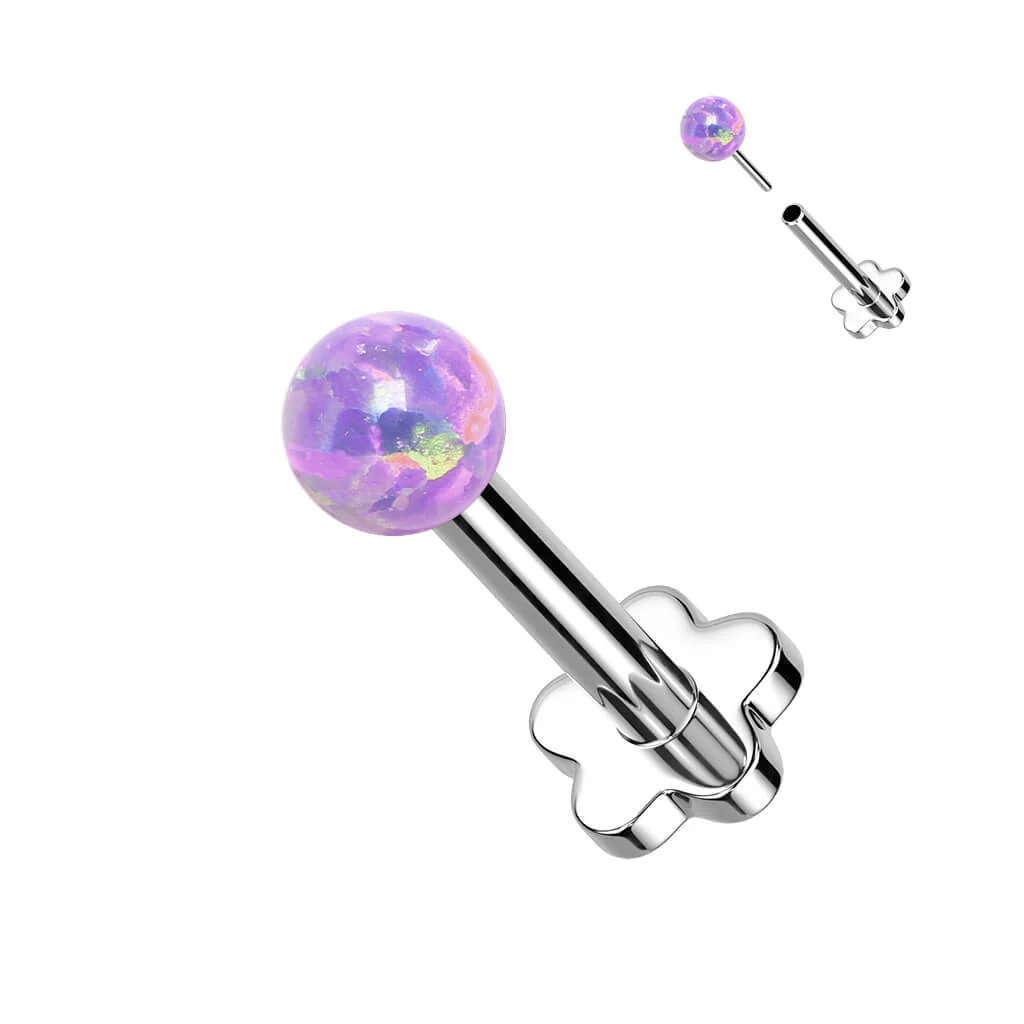 Tytan labret kulka opal podstawa w kształcie kwiatka push-in - Image 5