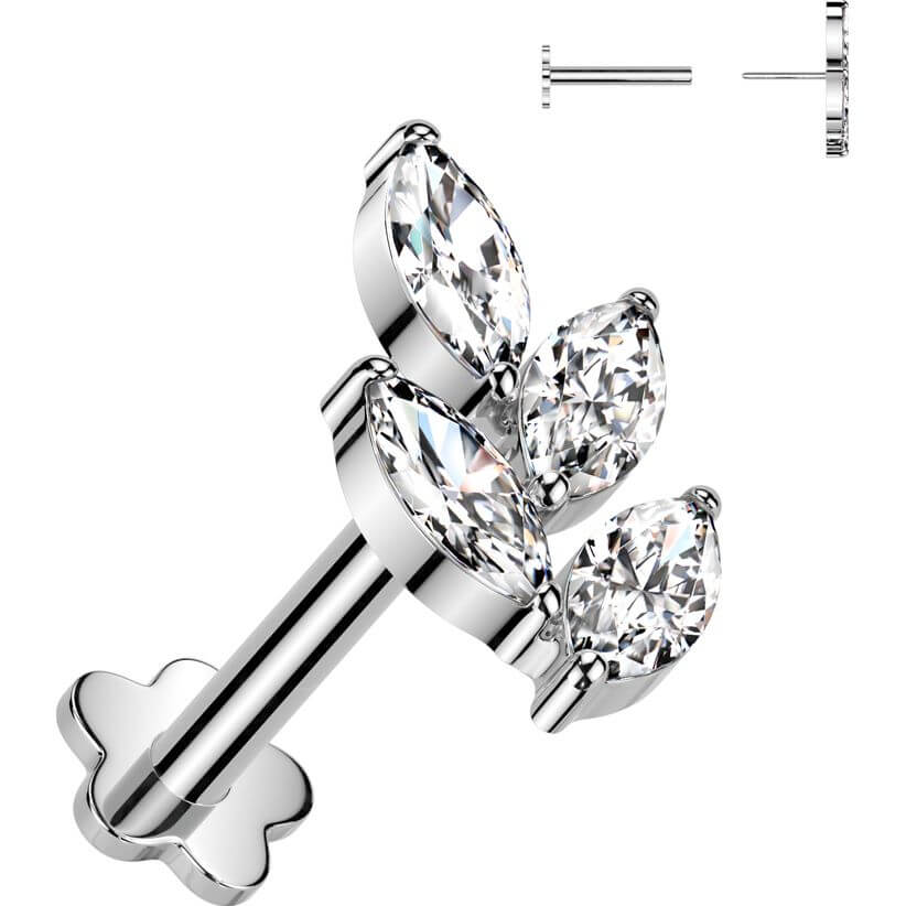 Tytan labret listek podstawa kwiatek push-in - Image 3