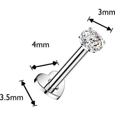 Tytan labret cyrkonia w oprawie pazurkowej push-in - Image 2