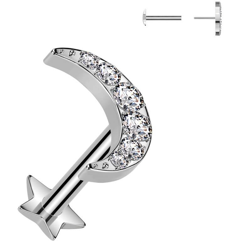 Tytan labret księżyc cyrkonia podstawa gwiazdka push-in - Image 2