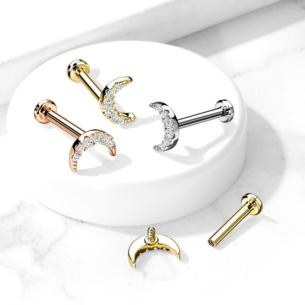 Labret cyrkonia księżyc gwint wewnętrzny - Image 4