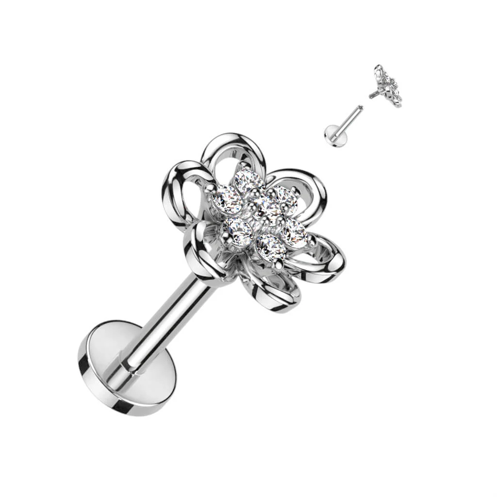 Labret cyrkonia kwiatek gwint wewnętrzny - Image 2