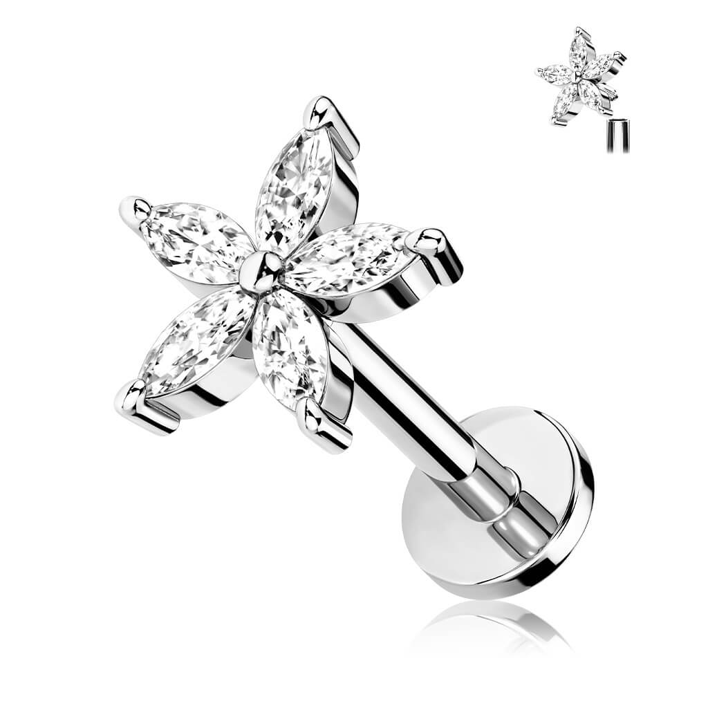 Labret cyrkonia kwiatek gwint wewnętrzny - Image 7
