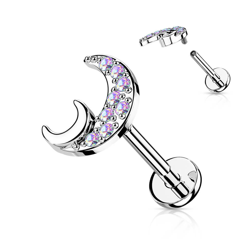 Labret cyrkonia księżyc gwint wewnętrzny - Image 4