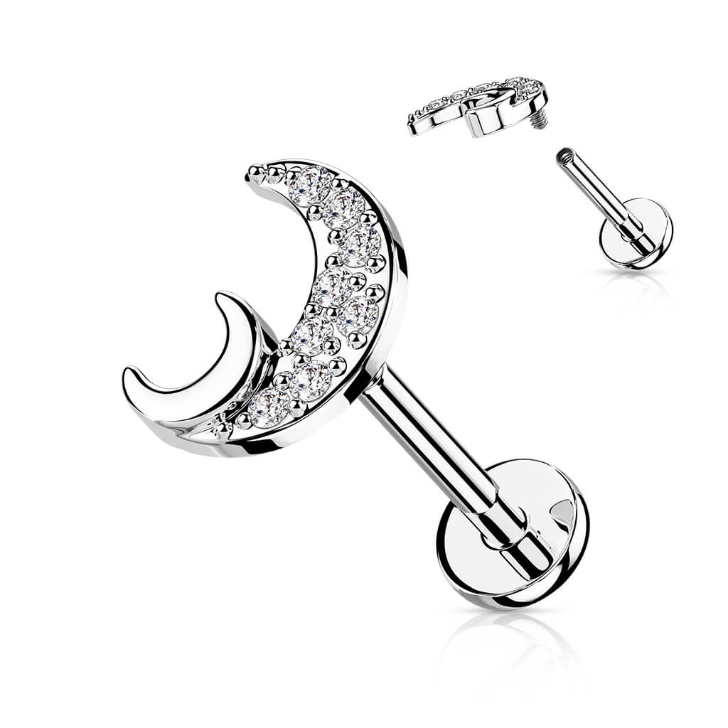 Labret cyrkonia księżyc gwint wewnętrzny - Image 5