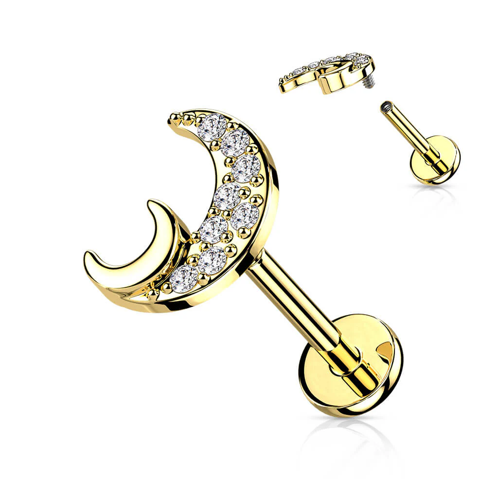 Labret cyrkonia księżyc gwint wewnętrzny - Image 6