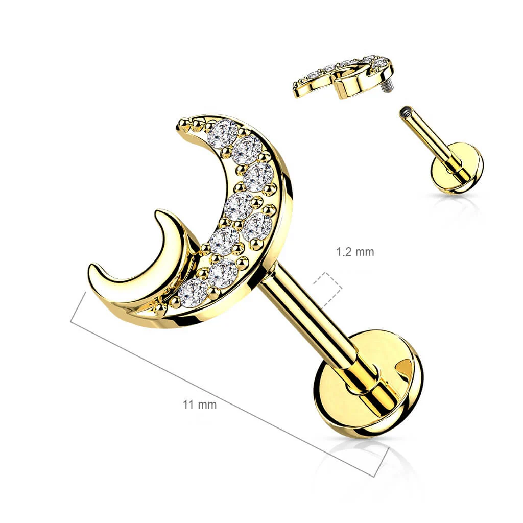 Labret cyrkonia księżyc gwint wewnętrzny - Image 7