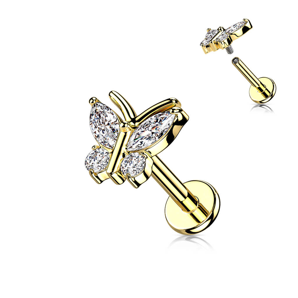Labret cyrkonia motyl gwint wewnętrzny - Image 4