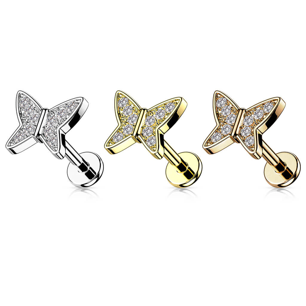 Labret cyrkonia motyl gwint wewnętrzny - Image 2