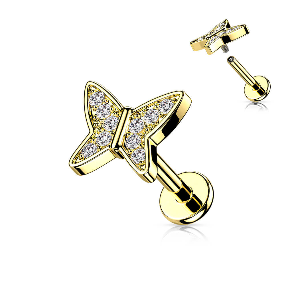 Labret cyrkonia motyl gwint wewnętrzny - Image 4