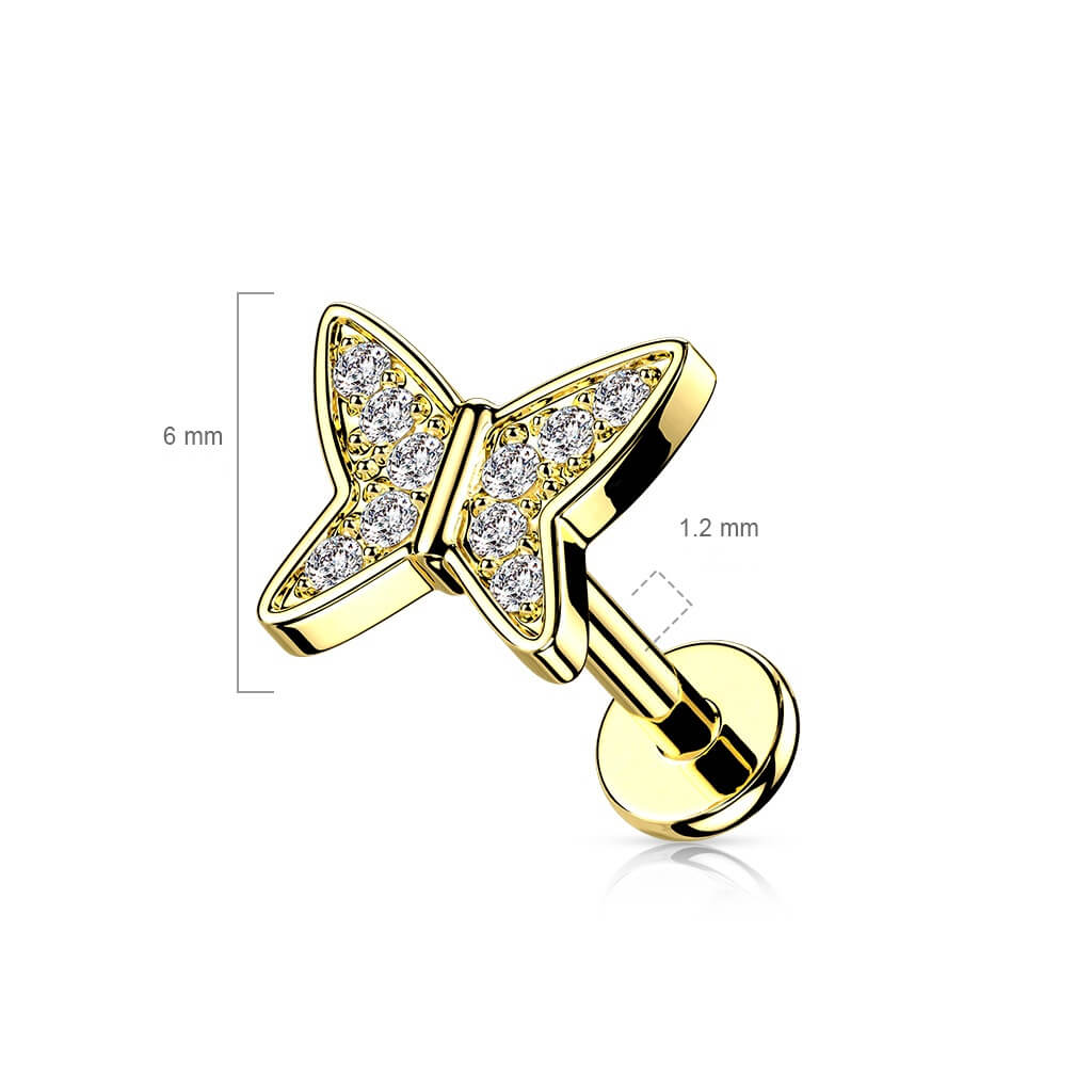 Labret cyrkonia motyl gwint wewnętrzny - Image 6