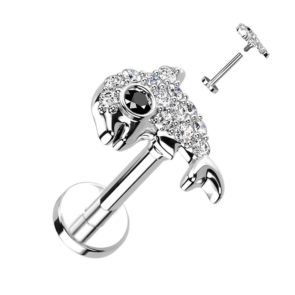 Labret cyrkonia delfin gwint wewnętrzny - Image 2