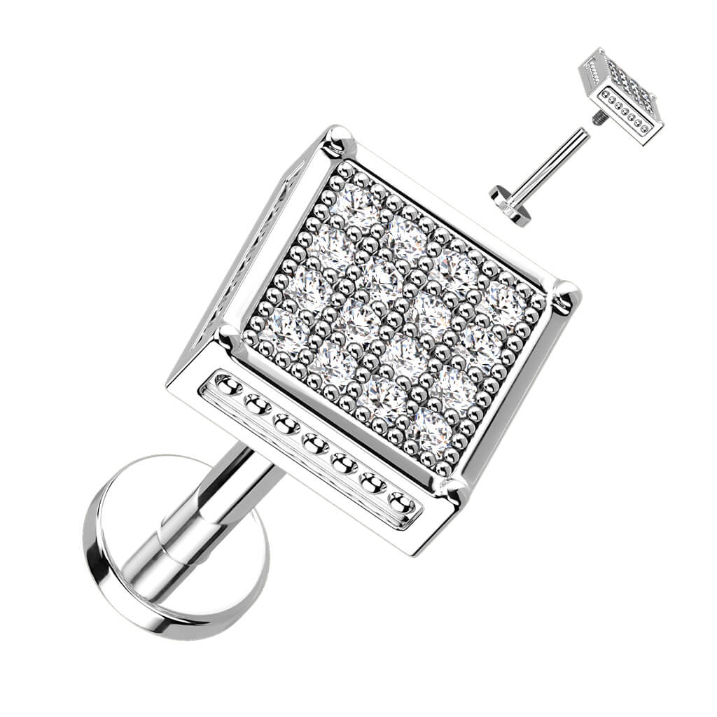 Labret kwadratowa cyrkonia gwint wewnętrzny - Image 2