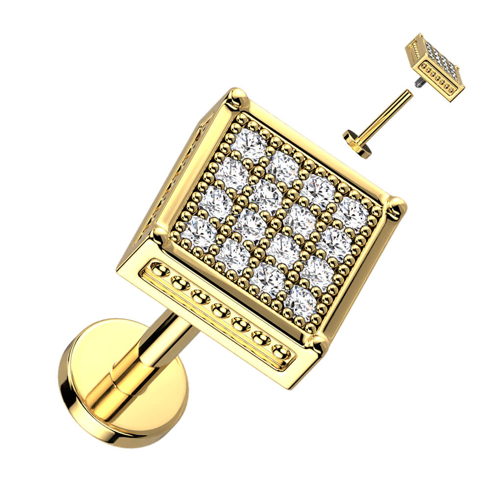 Labret kwadratowa cyrkonia gwint wewnętrzny - Image 3