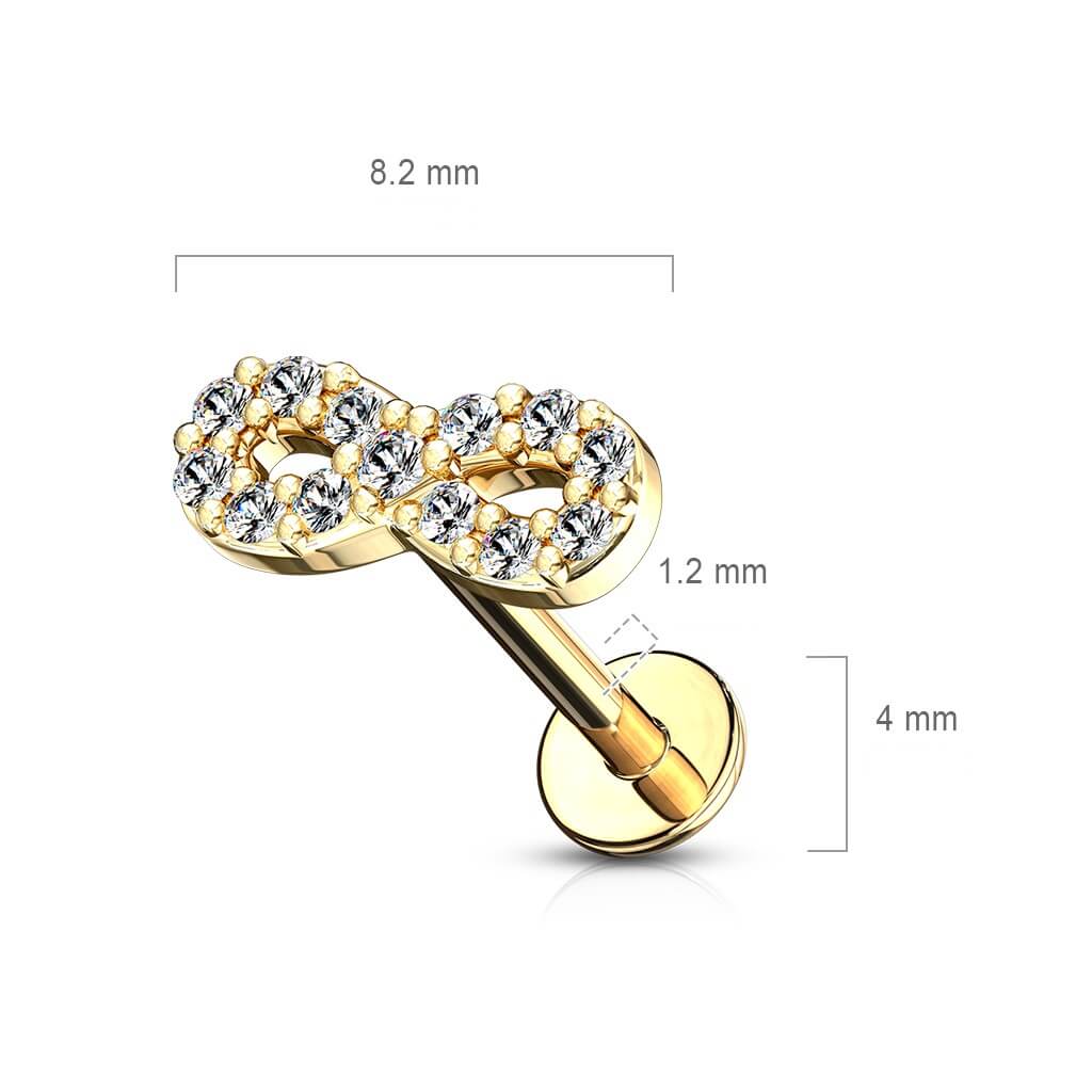Labret cyrkonia znak nieskończoności gwint wewnętrzny - Image 8