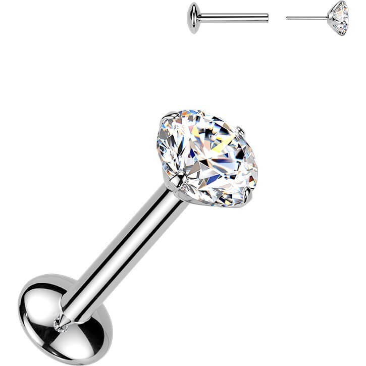 Tytan labret okrągła moissanit push-in - Image 3