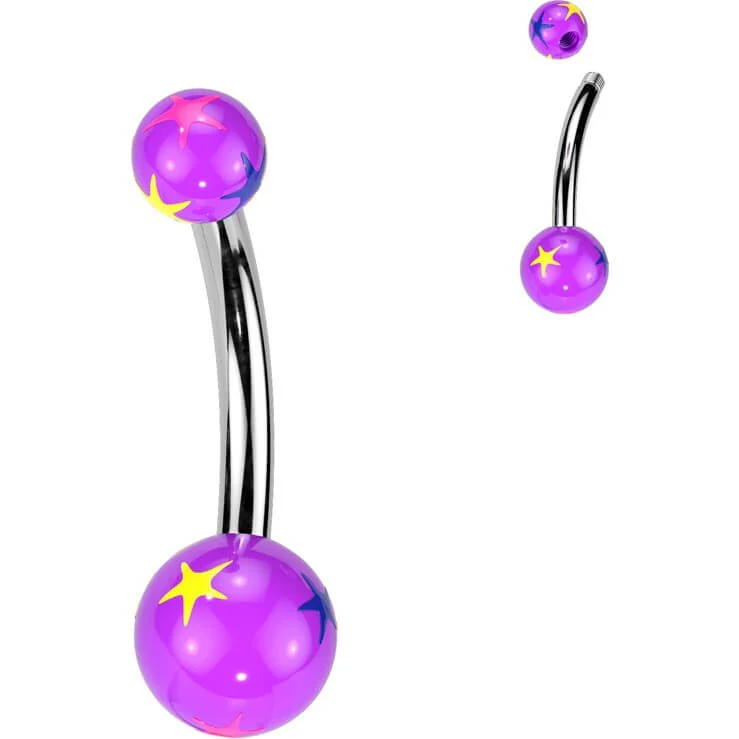 Kolczyk do pępka akrylowa kulka gwiazdki - Image 2
