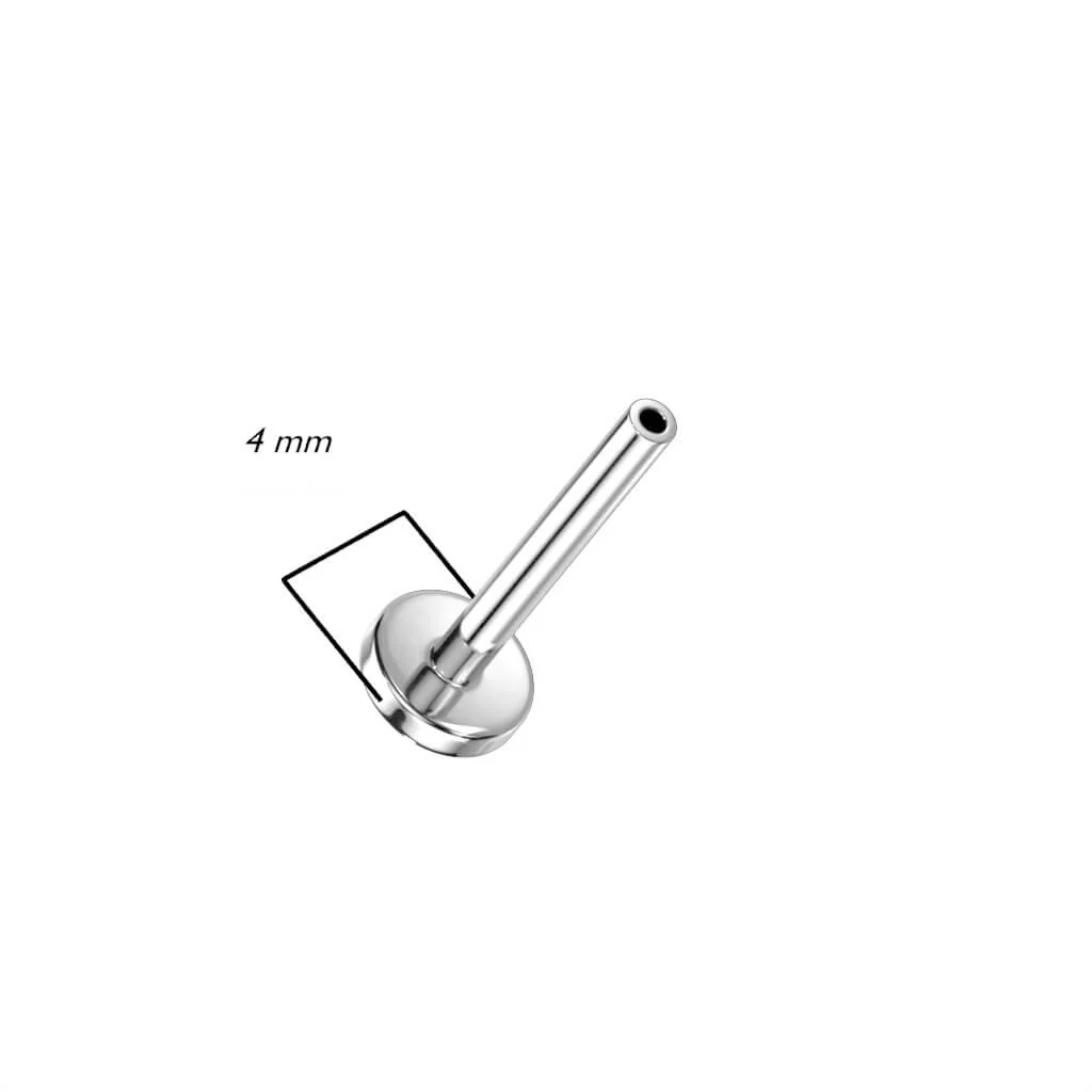 Tytan pręcik labret z płaską podstawą 4mm push-in - Image 7