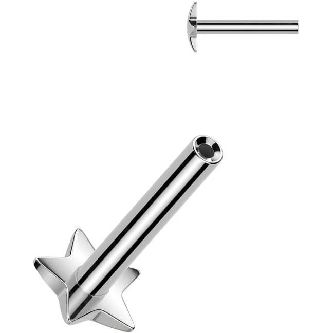 Tytan pręcik labret podstawa gwiazdka push-in - Image 2