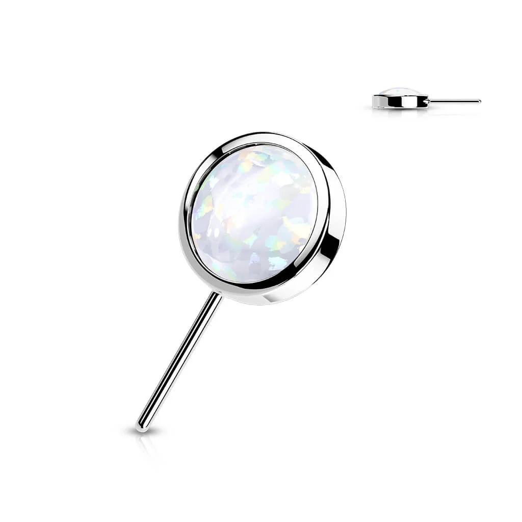 Złoto 585 nakrętka okrągły opal w oprawie bezel push-in - Image 5